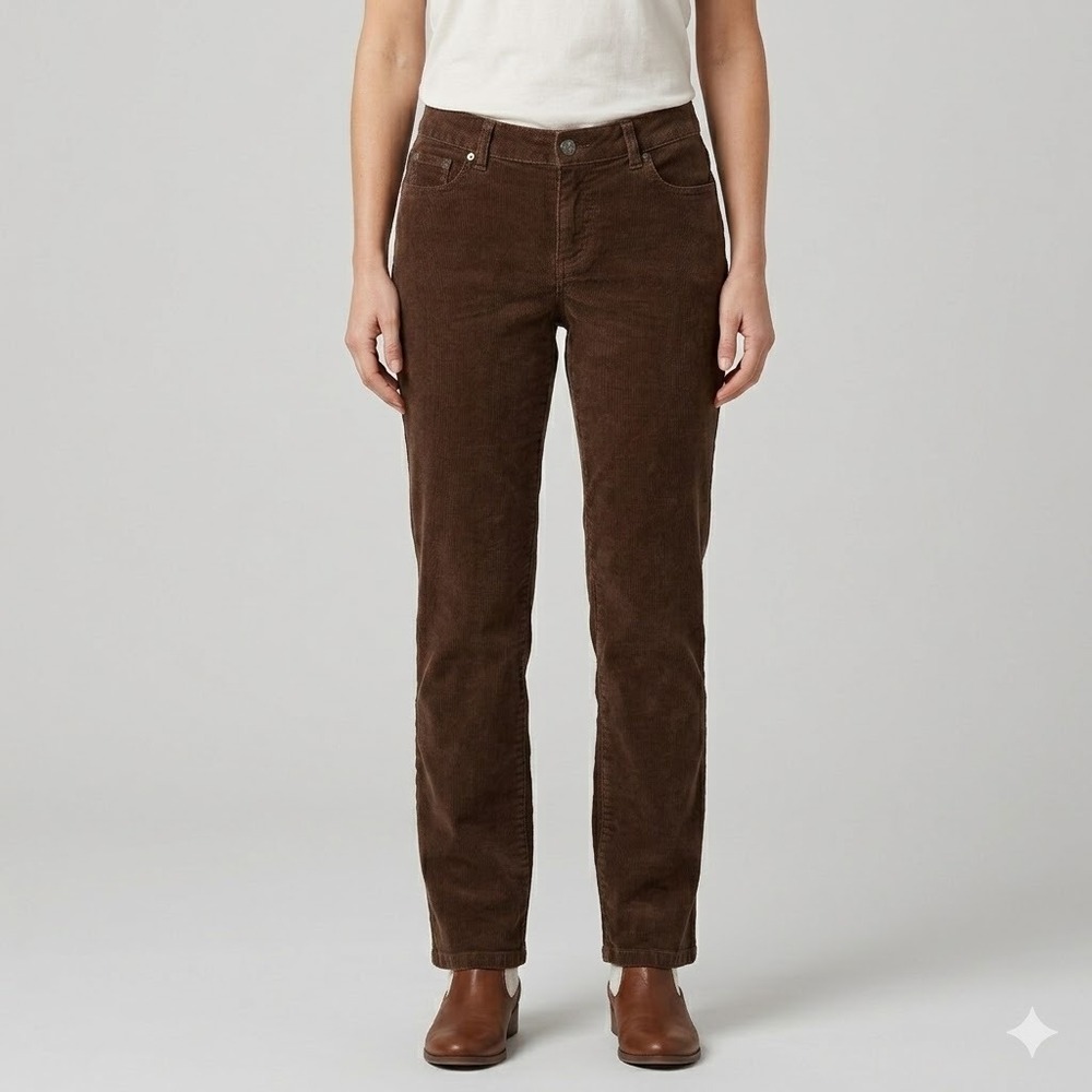 Talbots‎ Heritage Corduroy Pants Womens 8P Brown Mid Rise Straight